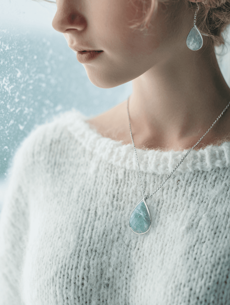 夏だけの石?いいえ。冬のニットにこそ映える「氷のようなラリマー」